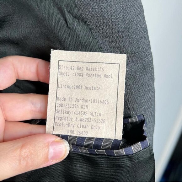 Kenneth Cole Mens Size 42R Charcoal Grey Wool Sport Coat Jacket Blazer Office - Picture 8 of 9